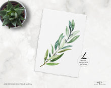 Load image into Gallery viewer, Gold Geometric Greenery Wedding Invitation Set Template, Garden Boho Wedding, Dusty Blue, Eucalyptus, 100% Editable, Printable Download 004A