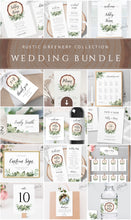 Load image into Gallery viewer, Rustic Wedding BUNDLE Template, Eucalyptus Greenery Country Barn, Invitation Suite, Editable Wedding Signs Instant Download DIY Templett 018