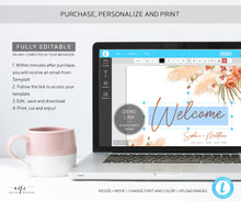 Load image into Gallery viewer, Boho Terracotta Wedding Welcome Sign Template, Burnt Orange Desert Pampas Grass Editable Poster Sign, Earthy Tones, Printable Download 017