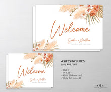 Load image into Gallery viewer, Boho Terracotta Wedding Welcome Sign Template, Burnt Orange Desert Pampas Grass Editable Poster Sign, Earthy Tones, Printable Download 017