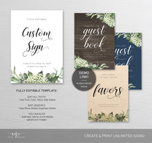 Load image into Gallery viewer, Rustic Wedding BUNDLE Template, Eucalyptus Greenery Country Barn, Invitation Suite, Editable Wedding Signs Instant Download DIY Templett 018