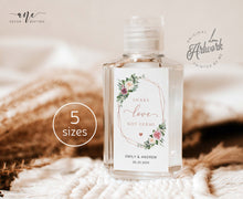 Load image into Gallery viewer, Boho Dusty Rose Wedding Hand Sanitizer Label Template, B&BW Purell 1oz 2oz, Personalized Baby Shower Favor, Pocketbac Sticker, Download 007