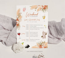 Load image into Gallery viewer, Terracotta Pampas Grass Bachelorette Party Itinerary Template, Editable Birthday Weekend Invitation, Wedding Program Printable Download 017b