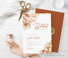 Load image into Gallery viewer, Terracotta Pampas Grass Bridal Shower Invitation Template, Editable Minimalist Boho Invite, Desert, Earthy, 5x7, 4x6, Printable Download 017