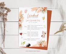 Load image into Gallery viewer, Terracotta Pampas Grass Bachelorette Party Itinerary Template, Editable Birthday Weekend Invitation, Wedding Program Printable Download 017b