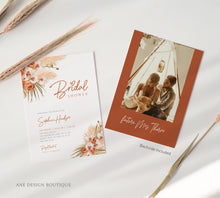 Load image into Gallery viewer, Terracotta Pampas Grass Bridal Shower Invitation Template, Editable Minimalist Boho Invite, Desert, Earthy, 5x7, 4x6, Printable Download 017