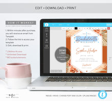 Load image into Gallery viewer, Terracotta Bachelorette Invite Itinerary Editable Template, Boho Pampas Grass Weekend Program, Desert Earthy Palm Printable Download DIY 017