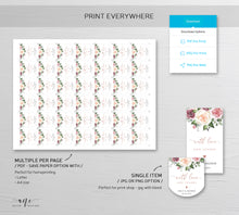 Load image into Gallery viewer, Mauve Roses Wedding Hand Sanitizer Label Template, B&BW Purell 1oz 2oz, Personalized Bridal or Baby Shower Favor Sticker, Instant Download 007