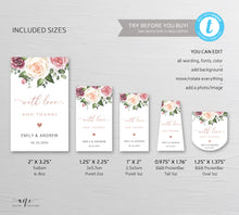 Load image into Gallery viewer, Mauve Roses Wedding Hand Sanitizer Label Template, B&BW Purell 1oz 2oz, Personalized Bridal or Baby Shower Favor Sticker, Instant Download 007