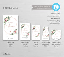 Load image into Gallery viewer, Boho Dusty Rose Wedding Hand Sanitizer Label Template, B&BW Purell 1oz 2oz, Personalized Baby Shower Favor, Pocketbac Sticker, Download 007