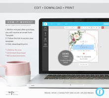 Load image into Gallery viewer, Boho Dusty Rose Wedding Hand Sanitizer Label Template, B&BW Purell 1oz 2oz, Personalized Baby Shower Favor, Pocketbac Sticker, Download 007