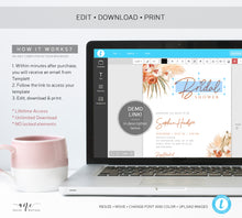 Load image into Gallery viewer, Terracotta Pampas Grass Bridal Shower Invitation Template, Editable Minimalist Boho Invite, Desert, Earthy, 5x7, 4x6, Printable Download 017