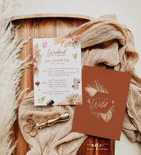 Load image into Gallery viewer, Terracotta Pampas Grass Bachelorette Party Itinerary Template, Editable Birthday Weekend Invitation, Wedding Program Printable Download 017b