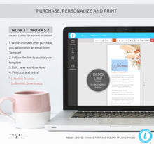 Load image into Gallery viewer, Terracotta Pampas Grass Welcome Letter Itinerary Template, Boho Event Timeline Editable Welcome Bag Weekend Schedule, Printable, Download 017