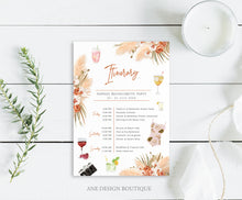 Load image into Gallery viewer, Bachelorette Pampas Grass Itinerary Details Editable Template, Boho Terracotta Weekend Program, Desert Earthy Palm, Printable Download 017