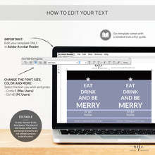 Load image into Gallery viewer, Holiday Christmas Wine Label - Editable PDF Template - Personalized Christmas Wine Bottle Labels / Edit All Text - Eat Drink And Be Merry