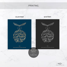 Load image into Gallery viewer, Printable Christmas Wine Label Template - Editable PDF - Personalized Christmas Wine Bottle Labels / Navy Blue - Christmas Card Alternative