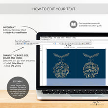 Load image into Gallery viewer, Printable Christmas Wine Label Template - Editable PDF - Personalized Christmas Wine Bottle Labels / Navy Blue - Christmas Card Alternative