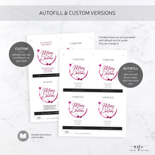 Load image into Gallery viewer, Printable Christmas Wine Label Template - Editable PDF - Personalized Christmas Wine Bottle Labels / Merry Christmas - Printable For Friends