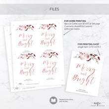 Load image into Gallery viewer, Christmas Wine Label Template - Editable PDF Printable - Personalized Christmas Wine Bottle Labels / Rose Gold - Christmas Card Alternative