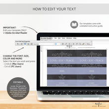 Load image into Gallery viewer, Holiday Christmas Wine Label Template - Editable Text In PDF - Personalized Christmas Wine Bottle Labels / Love Joy Peace - Card Alternative