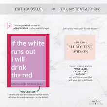 Load image into Gallery viewer, Printable Christmas Wine Label Template - Editable PDF - Personalized Christmas Wine Bottle Labels / Edit All Text - Card Alternative