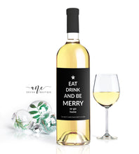 Load image into Gallery viewer, Holiday Christmas Wine Label - Editable PDF Template - Personalized Christmas Wine Bottle Labels / Edit All Text - Eat Drink And Be Merry