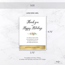 Load image into Gallery viewer, Holiday Christmas Wine Label - Editable PDF Template - Printable Christmas Wine Bottle Tags / Teacher Gift - Christmas Card Alternative