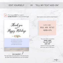 Load image into Gallery viewer, Holiday Christmas Wine Label - Editable PDF Template - Printable Christmas Wine Bottle Tags / Teacher Gift - Christmas Card Alternative