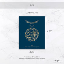 Load image into Gallery viewer, Printable Christmas Wine Label Template - Editable PDF - Personalized Christmas Wine Bottle Labels / Navy Blue - Christmas Card Alternative