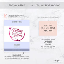 Load image into Gallery viewer, Printable Christmas Wine Label Template - Editable PDF - Personalized Christmas Wine Bottle Labels / Merry Christmas - Printable For Friends