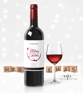 Printable Christmas Wine Label Template - Editable PDF - Personalized Christmas Wine Bottle Labels / Merry Christmas - Printable For Friends