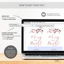 Load image into Gallery viewer, Christmas Wine Label Template - Editable PDF Printable - Personalized Christmas Wine Bottle Labels / Rose Gold - Christmas Card Alternative