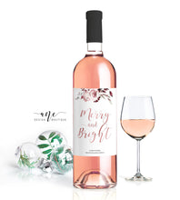 Load image into Gallery viewer, Christmas Wine Label Template - Editable PDF Printable - Personalized Christmas Wine Bottle Labels / Rose Gold - Christmas Card Alternative