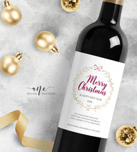 Load image into Gallery viewer, Printable Christmas Wine Label Template - Editable PDF - Personalized Christmas Wine Bottle Labels / Merry Christmas - Card Alternative