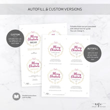 Load image into Gallery viewer, Printable Christmas Wine Label Template - Editable PDF - Personalized Christmas Wine Bottle Labels / Merry Christmas - Card Alternative