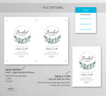 Load image into Gallery viewer, Leafy Hoop Bridal Shower Invitation Template, Greenery Wedding Shower, Original Watercolor Artwork, Templett 100% Editable, Printable, 004