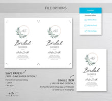Load image into Gallery viewer, Initials Greenery Hoop Bridal Shower Invitation Template, Eucalyptus Boho Ring Wedding Shower, 100% Editable, Printable Instant Download 004