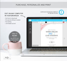 Load image into Gallery viewer, Geode Marble Wedding Invitation Suite Template, Blush Pink Agate Minerals, Rose Marble Wedding Invite, Templett 100% Editable, Printable 005