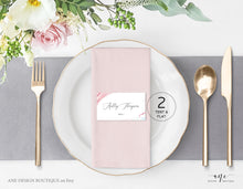 Load image into Gallery viewer, Rose Marble Place Card Template, Printable Wedding Bridal Escort Card, Editable Name Cards, Geode Name Cards, Printable DIY, Download 005