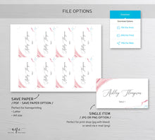 Load image into Gallery viewer, Rose Marble Place Card Template, Printable Wedding Bridal Escort Card, Editable Name Cards, Geode Name Cards, Printable DIY, Download 005