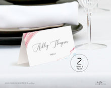 Load image into Gallery viewer, Rose Marble Place Card Template, Printable Wedding Bridal Escort Card, Editable Name Cards, Geode Name Cards, Printable DIY, Download 005