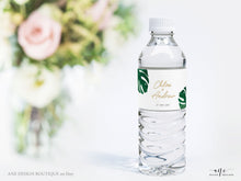 Load image into Gallery viewer, Monstera Custom Water Bottle Label Template, Tropical Greenery, Beach Wedding, Bridal, Baby Shower, Fully Editable, Printable Download 003