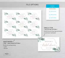 Load image into Gallery viewer, Geometric Greenery Mini Full Champagne Label Template, Eucalyptus Bachelorette Bridal Baby Shower Rose Gold, Editable Printable Download 004