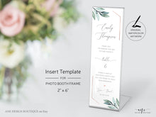 Load image into Gallery viewer, Photo Booth Insert Template, Favor Tag, Printable Bookmark, Place Card, Rose Gold, Eucalyptus Wedding, Original Artwork, Fully Editable 004