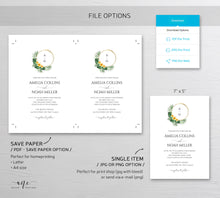 Load image into Gallery viewer, Tropical Monogram Ring Wedding Invitation Suite Template, Monstera Palm Beach Destination Invite Suite Fully Editable Printable Download 002