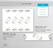 Load image into Gallery viewer, Boho Geometric Wedding Water Bottle Label Template, Eucalyptus Mauve Roses Bridal Shower Favor, Printable Custom, 100% Editable Download 007