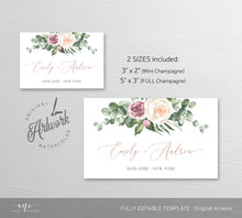 Load image into Gallery viewer, Floral Mini & Full Champagne Label Template, Bubbly Wine Label Wedding Couple Bridal Baby Shower Favor Sticker, Fully Editable Printable 007