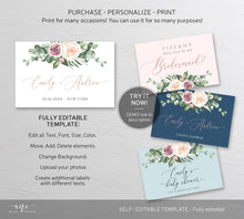 Load image into Gallery viewer, Floral Mini & Full Champagne Label Template, Bubbly Wine Label Wedding Couple Bridal Baby Shower Favor Sticker, Fully Editable Printable 007