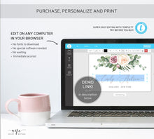 Load image into Gallery viewer, Floral Mini & Full Champagne Label Template, Bubbly Wine Label Wedding Couple Bridal Baby Shower Favor Sticker, Fully Editable Printable 007